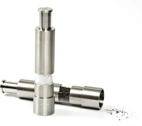 Miniatura 8 de Set de molinillo de sal y pimienta Grind Gourmet, molinillo de pimienta original de presionar y moler recargable, molinillo de pulgar moderno, 316
