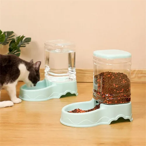 Miniatura 7 de Tazón de alimentación para mascotas y dispensador de agua con contenedor de almacenamiento recargable, autodispensable, comedero para gatos de gran