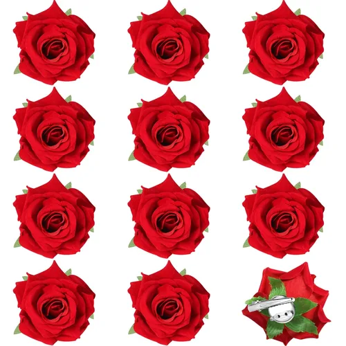 Miniatura 9 de Paquete de 12 pinzas para el pelo de rosas de 2.8 pulgadas, broches florales, horquillas mexicanas, suministros de fiesta para mujeres, accesorios