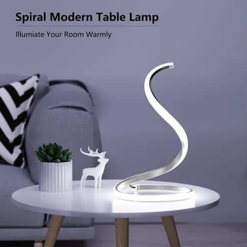 Miniatura 3 de NUÜR Juego de 2 lámparas de mesa LED, lámparas de mesa plateadas, lámpara de mesa de noche, control táctil, regulable continuo, lámpara de mesa