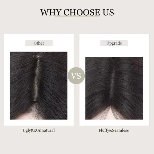 Miniatura 4 de Aimeolyn Toppers de cabello para mujer, cabello humano real, sin flequillo, extensiones de cabello superior para adelgazar, base de encaje Haisr
