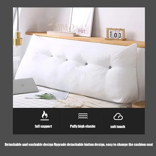 Miniatura 3 de Almohada triangular para cabecero, almohada de cuña de lectura, cojín de cabecero, almohada de respaldo para día, cama, litera, funda extraíble Negro