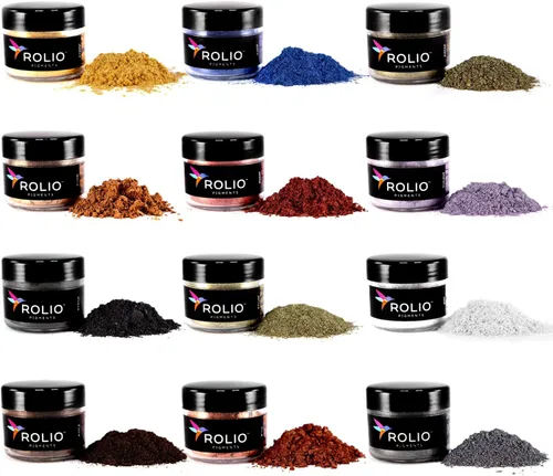 Rolio Pigmento de color nacarado en polvo de mica, juego de arte para resina epoxi, para fabricación de jabón, esmalte de uñas, juego de brillo de