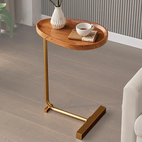 Miniatura 7 de Mesa auxiliar en forma de C, mesa auxiliar pequeña en C para sofá y mesita de noche, mesas auxiliares de sofá que se deslizan debajo, mesa auxiliar