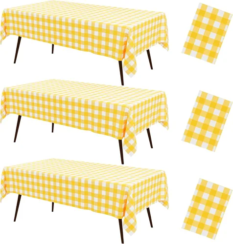 Miniatura 22 de misaya 3 paquetes de manteles desechables de búfalo, mantel de plástico impermeable de 54 x 72 pulgadas, manteles rectangulares a cuadros caqui