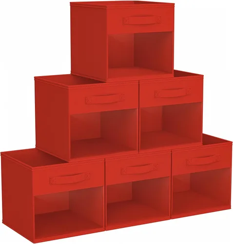 Miniatura 30 de DIMJ Cubo de almacenamiento, 6 paquetes de contenedores plegables con asas, contenedores de tela para organización, cubos organizadores