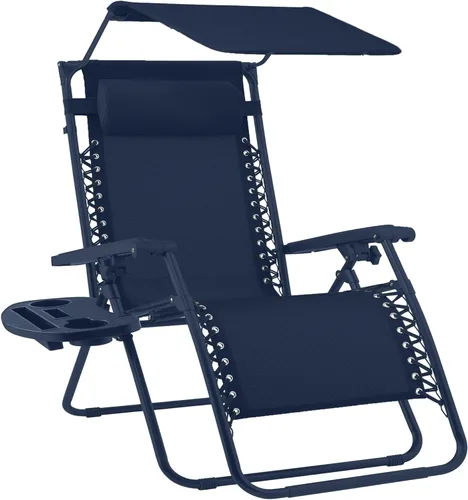 Miniatura 47 de Best Choice Products Sillón reclinable de 30 pulgadas de ancho con gravedad cero para exteriores, con toldo ajustable, reposacabezas, bandeja