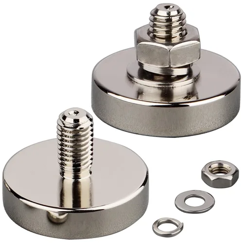 Miniatura 13 de MUTUACTOR Imanes fuertes y resistentes, imán de goma de neodimio antiarañazos de 60 libras 1/4-20 macho roscado, paquete de 2 potentes imanes