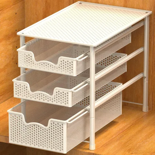 Simple Houseware - Cajón organizador apilable de 3 niveles, color blanco