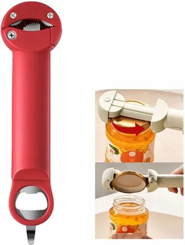 Abridor de botellas para manos débiles, manos artríticas, personas mayores, baja resistencia y niños con abridor de cerveza rojo