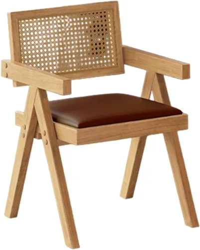 Miniatura 60 de YVYKFZD Juego de sillas de comedor de ratán, sillas de comedor de madera, sillas de cocina con respaldo tejido, sillón tapizado, silla auxiliar
