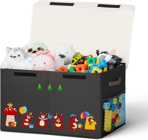 Miniatura 14 de Caja de almacenamiento grande de juguetes de 40 litros con tapa, caja grande de juguetes para niños, niñas y niños, cuarto del bebé y sala de estar
