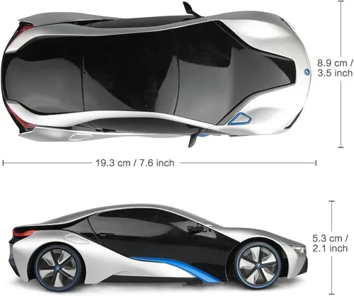 Miniatura 5 de RASTAR BMW i8 Coche RC BMW i8 a control remoto a escala 1/24, coche de juguete BMW - Plata