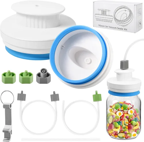 Kit de sellado de conservas de tarros Mason mejorado, juego de sellador con mangueras compatible con selladores al vacío FoodSaver, para tarros de