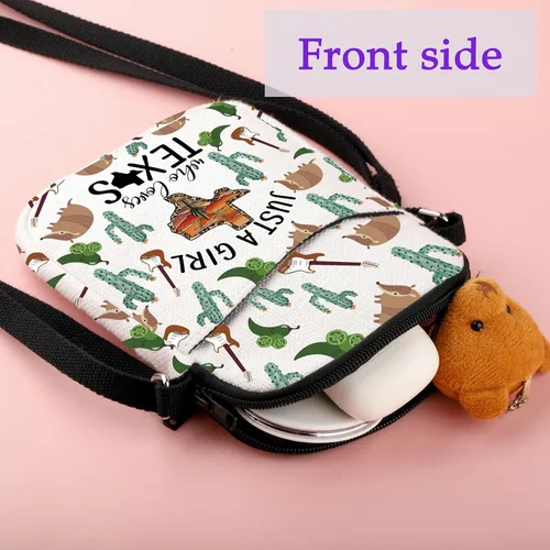 Miniatura 3 de XYANFA Bolsa de maquillaje de lona de regalo occidental para amantes de la ciudad del oeste, bolsa de lona con cremallera (bolsa cruzada texx)
