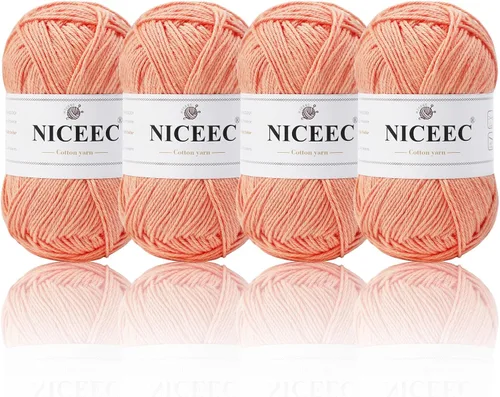 Miniatura 15 de NICEEC 4 madejas de hilo de algodón suave para bebé, 4 capas, manualidades DIY, peso fingering, hilo para manta para ganchillo y tejido, total 700