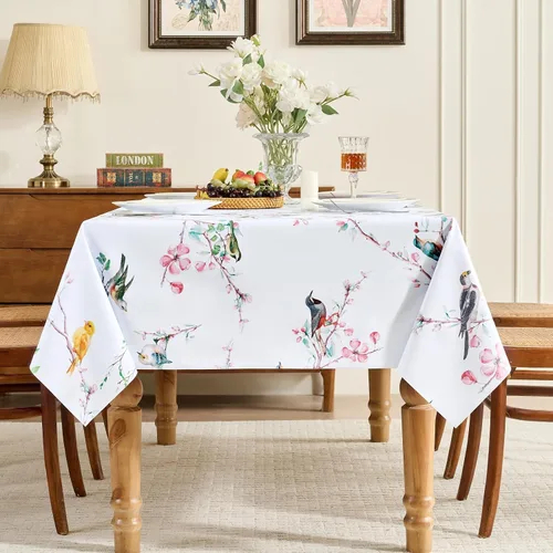 Miniatura 6 de Romanstile Mantel cuadrado de vinilo de verano, mantel de plástico impermeable a prueba de aceite, para exteriores, mantel de vinilo resistente