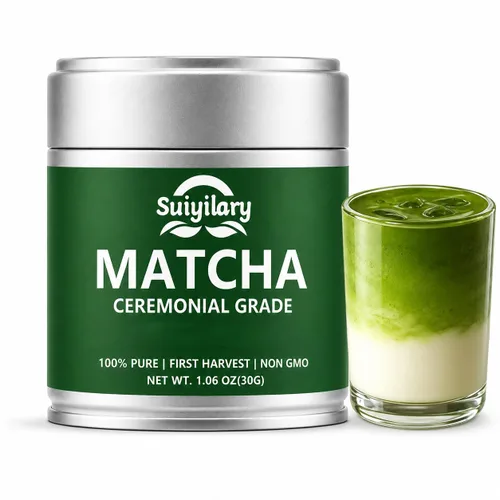Polvo de té verde matcha de grado ceremonial, té verde en polvo premium de primera cosecha – 100% puro té matcha, vegano, sin gluten, sin azúcar y