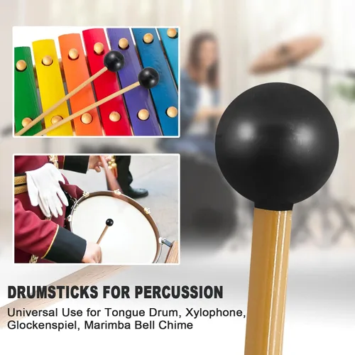 Miniatura 7 de Luomorgo 2 piezas de mazos para glockenspiel, mazos de xilófono de campana de goma, mazos de percusión, mazos de 7.7 pulgadas para palo de campana