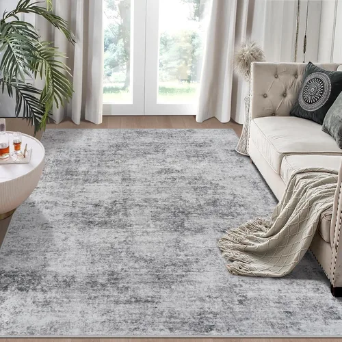 Miniatura 18 de Alfombra lavable de 4 x 6 pies para sala de estar, alfombra grande moderna para comedor y dormitorio, antideslizante, pelo bajo, 4 x 6 pulgadas
