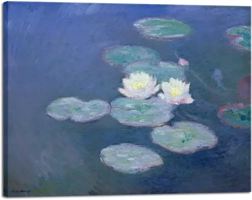 Miniatura 10 de Wieco Art Lienzos de nenúfares - Arte de pared de Claude Monet famosas pinturas al óleo florales de reproducción estirada y enmarcada con imágenes