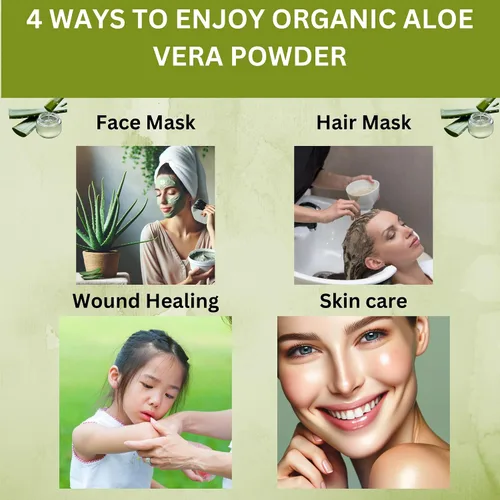 Miniatura 4 de Aloe Vera en polvo orgánico para piel y cabello – 16 onzas – Aloe Barbadensis – Mascarilla nutritiva para belleza natural, certificado por USDA