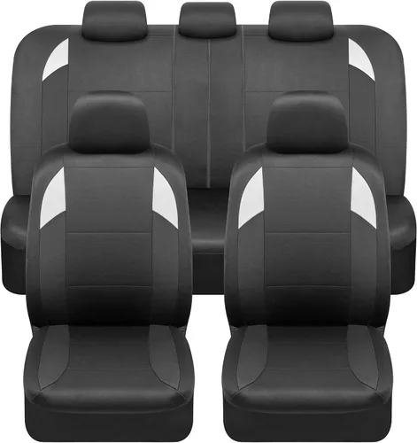 Miniatura 13 de BDK carXS Monaco - Juego completo de fundas para asiento de auto, fundas de asiento delantero beige de tres tonos con funda de asiento trasero