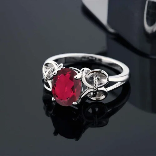 Miniatura 117 de Gem Stone King Anillo de compromiso ovalado con piedra natal para mujer, plata de ley 925, ovalado de 0.354 x 0.276 in, anillo de compromiso