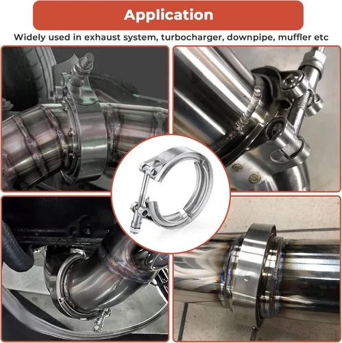 Miniatura 6 de AKIHISA Abrazadera de Banda en V de Acero Inoxidable 304 de 3 Pulgadas, para Kit de Brida de Tubos de Bajada de Escape Turbo, Accesorios de Escape