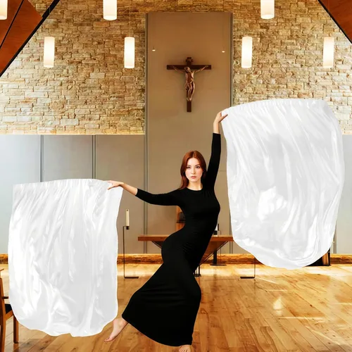 Miniatura 6 de Baisdan Banderas de adoración de 55 pulgadas para adolescentes, bandera de baile de alabanza para principiantes, banderas de iglesia con varillas