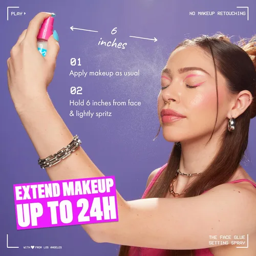 Miniatura 3 de NYX PROFESSIONAL MAKEUP The Face Glue Spray Fijador, Spray Fijador Resistente a Transferencias e Impermeable, Hasta 24 Horas de Duración