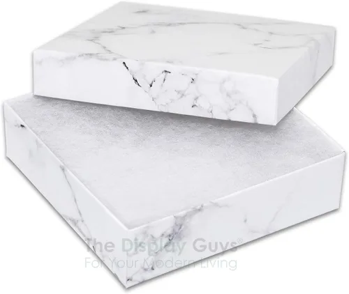 Miniatura 2 de TheDisplayGuys - Caja de regalo de cartón relleno de algodón, color blanco, para joyería, 25