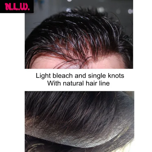Miniatura 5 de Tupé de piel PU para hombre NLW, piezas de cabello humano europeo para hombre, sistema de reemplazo de unidades de parche para prótesis capilar