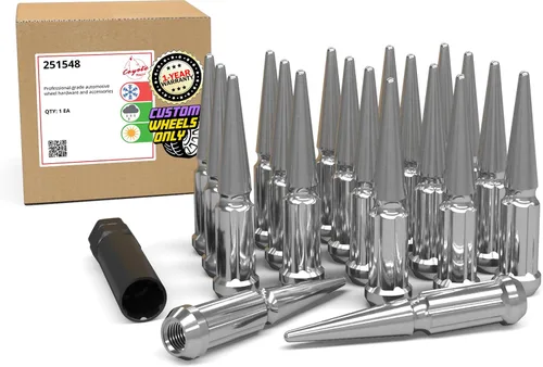 Miniatura 30 de Wheel Accessories Parts 32 Piezas Tuercas M14x1.5 14x1.5 Rosca con Púas de 4.4" de Largo Tuercas Rojas para Camión Spline Hex Compatible con Chevy