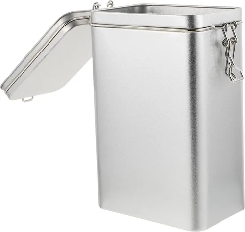 Cubo de almacenamiento de café cuadrado de hojalata con tapa, recipiente hermético para alimentos para despensa de cocina, contenedor de metal para