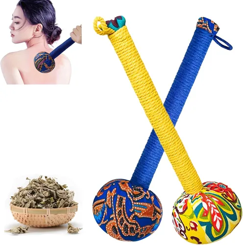 Mugwort - Martillo de masaje para espalda, masajeador de alivio del dolor para cuello, espalda, hombros y cuerpo, herramienta de terapia de Azul y