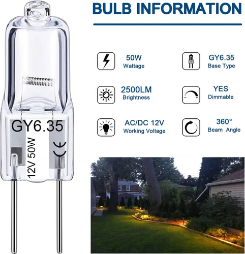 Miniatura 3 de GY6.35 Bombillas halógenas transparentes de 12 V 50 W, 2 pines, base bi-pin T4 JC G6.35 bombilla de cápsula, regulable 2700 K blanco cálido de 2