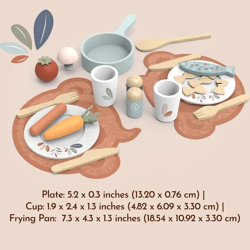 Miniatura 3 de SPEEDY MONKEY Juego de Comedor de Madera para Niños – Juego de Cocina y Accesorios de Cocina de 19 Piezas para Juegos de Simulación – Juguete