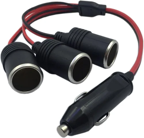 CERRXIAN 1 a 3 encendedor de cigarrillos de coche 12v 24v adaptador de cargador de alimentación 3 vías divisor hembra enchufe cable de extensión