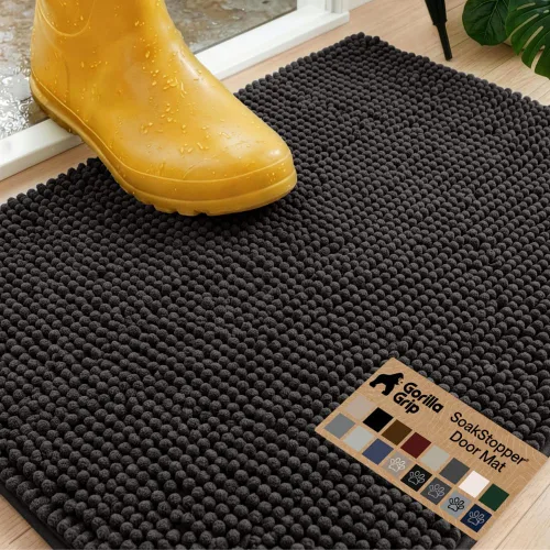 Miniatura 16 de GORILLA GRIP SOAKSTOPPER - Tapete para puerta de perro, 30 x 20 pulgadas, lavable a máquina, absorbente, captura la humedad, barro, suciedad, Negro