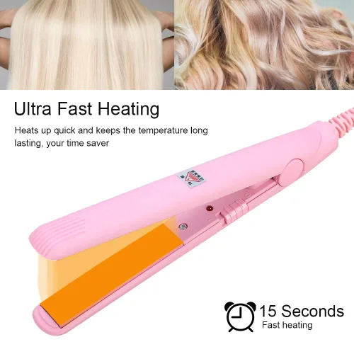 Miniatura 6 de Plancha y rizador de pelo, 2 en 1, mini flequillo, alisador de pelo de belleza, rizador de calefacción, placa de turmalina de cerámica, plancha