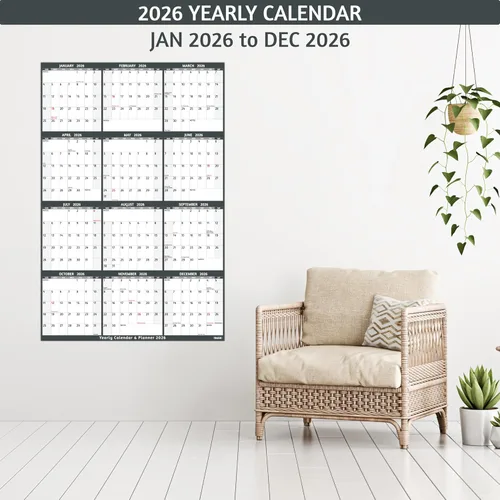 Miniatura 2 de Calendario de borrado en seco 2026, calendario anual grande de pared, 38.2 x 25.2 pulgadas, calendario reversible de 2 lados 2026
