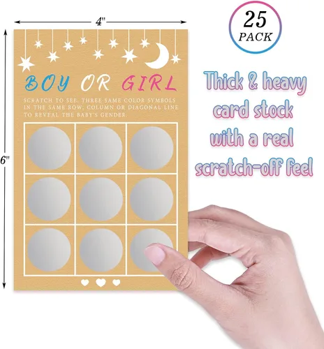 Miniatura 4 de Its a Boy Tic Tac Toe Board Reveal Género Scratch Off Scratcher Tarjetas de boletos de lotería Tarjetas de Anuncio de Género de Doble Cara Family