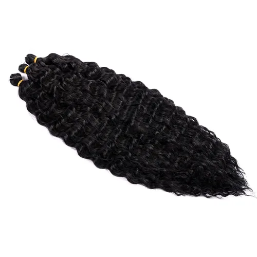 Miniatura 8 de Extensiones de cabello ondulado con ganchillo Ocean Wave de 18 pulgadas, 6 paquetes, extensiones de cabello de ganchillo sueltas de onda profunda #1B