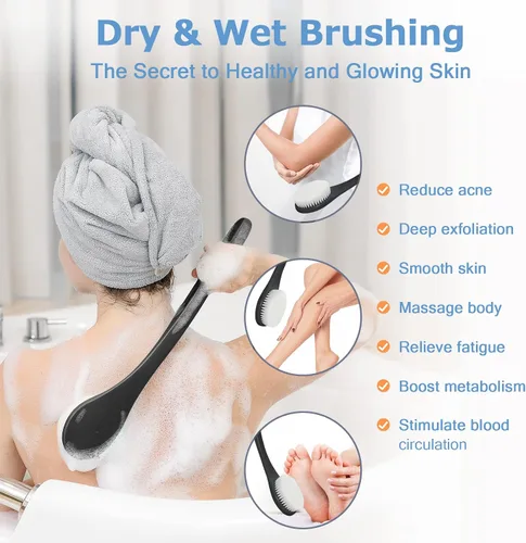 Miniatura 5 de Cepillo de ducha exfoliante para el cuerpo, nunca se moldea de 15 pulgadas, cepillo de espalda de mango largo para ducha, cepillo corporal