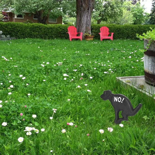 Miniatura 9 de JUXYES Paquete de 2 estacas de hierro fundido para el patio de No Pooping Yard, No Dog Allowed Poop Spike Guías de Manguera de Jardín Estaca Negro