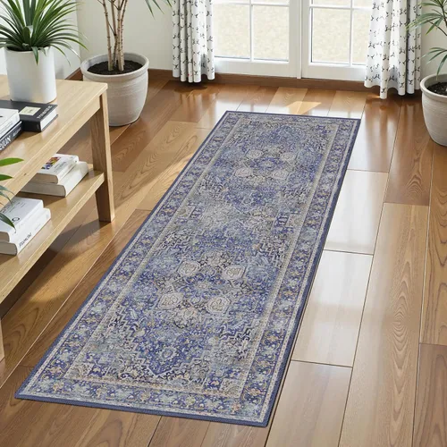 Miniatura 21 de Alfombra de Área Lavable 2'6'' x 8' Alfombra Persa Tradicional Vintage - Alfombra Plegable Desgastada Antideslizante Lavable a Máquina para Sala