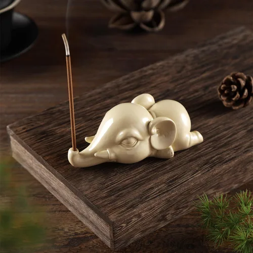 Miniatura 8 de Cacukap - Quemador de incienso de elefante adorable, soporte para incienso en palos, bandeja de incienso con tema de elefante, decoración única