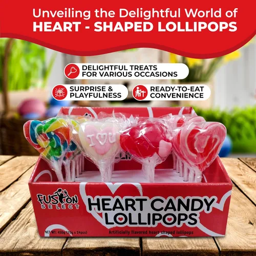 Miniatura 4 de Fusion Select 24 paletas en forma de corazón – Lollipop dulce corazón para rellenos de bolsas de fiesta, rellenos de piñata – Ideal para el día