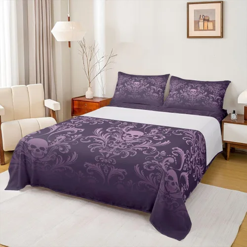 Miniatura 12 de Erosebridal Juego de sábanas góticas de damasco para adultos, juego de sábanas victorianas antiguas, tamaño individual, sábanas góticas florales